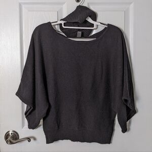 Like-New 2 Piece Silk Angora Black Knit INC Statement Sleeve Sweater‎ Size Small